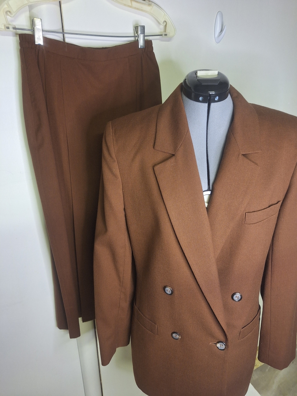 Saville Brown Double-Breasted Blazer & Maxi Skirt Set Size 8